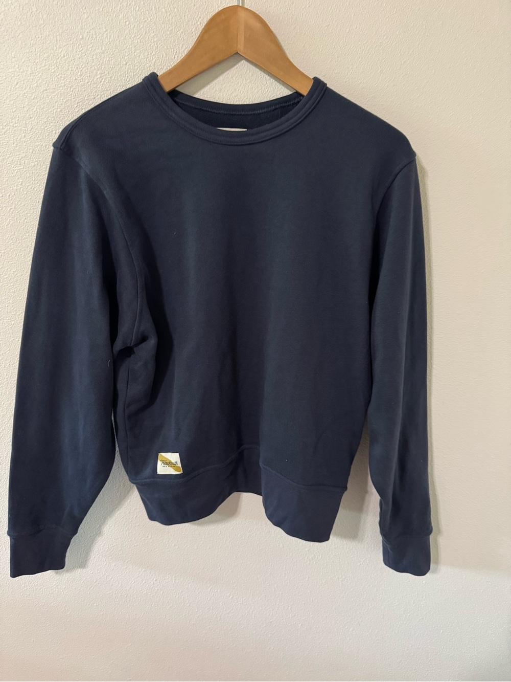 Tracksmith Crewneck French Terry Sweatshirt Navy Midweight Cotton Blend-Medium
